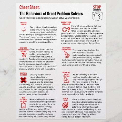 The Stop Guessing Cheat Sheet