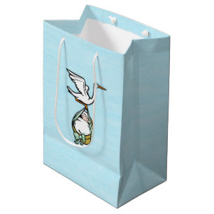 The Stork Carries a Baby Boy Blue Medium Gift Bag