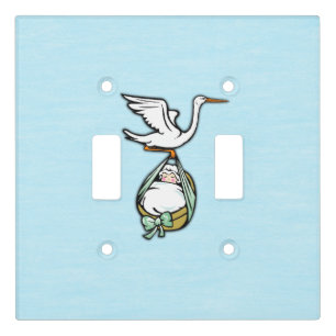 The Stork Carries a Baby Boy Light Switch Cover