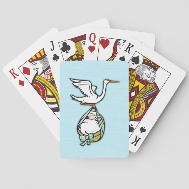The Stork Carries a Baby Boy Poker Cards (Back)