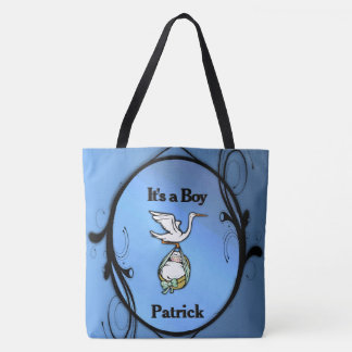 The Stork Carries a Baby Boy Tote Bag
