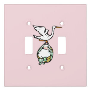 The Stork Carries a Baby Girl Light Switch Cover