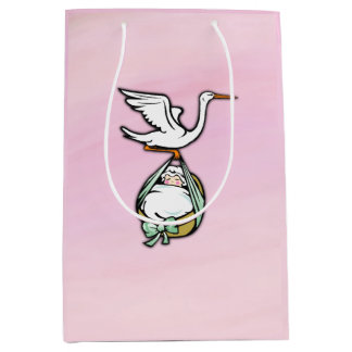 The Stork Carries a Baby Girl Medium Gift Bag