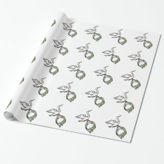 The Stork Carries a Baby Shower Wrapping Paper