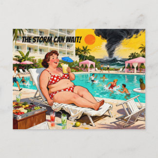 “The Storm Can Wait” – A Self Denial Cartoon Holiday Postcard