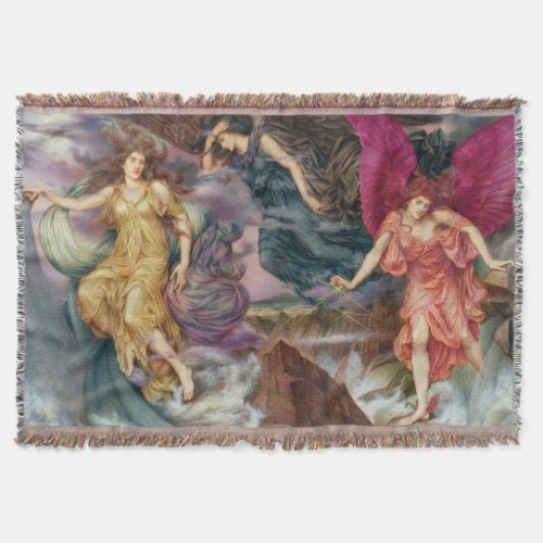 The Storm Spirits by Evelyn De Morgan Throw Blanket