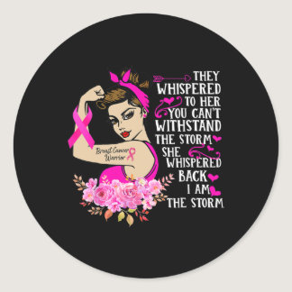 The Storm Strong Women Breast Cancer Warrior Pink  Classic Round Sticker