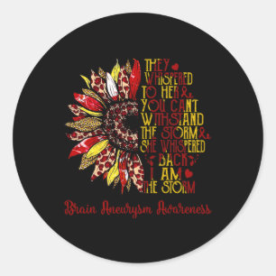 The Storm Sunflower Leopard Brain Aneurysm Warrior Classic Round Sticker