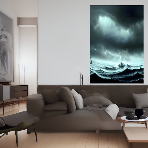 The stormy sea  AI Art Poster