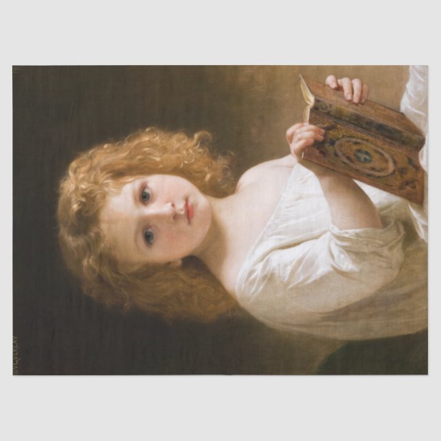 The Story Book by William-Adolphe Bouguereau Tissue Paper (Front)
