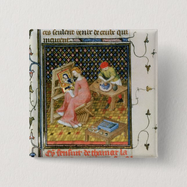 The Story of Thamyris, from `De Claris Button (Front)