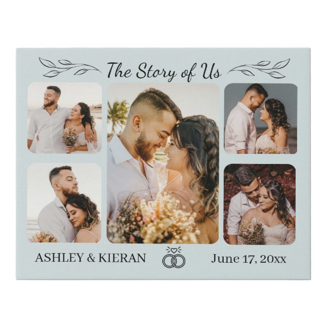 The Story of Us Wedding Photos Faux Canvas Print (Front)