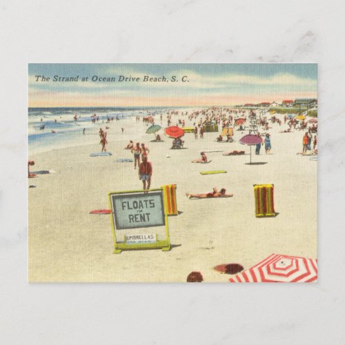 The Strand at Ocean Drive Beach South Carolina Postcard
