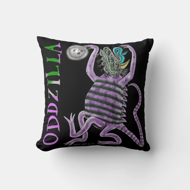 The Strange Tail Of Oddzilla Throw Pillow (Front)
