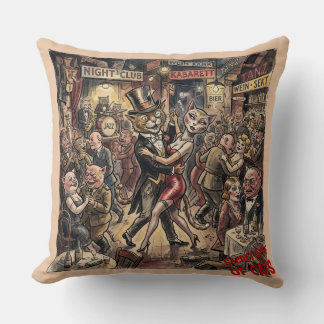 The Strasbourg Choreomania. Vintage Dancing Cat Throw Pillow