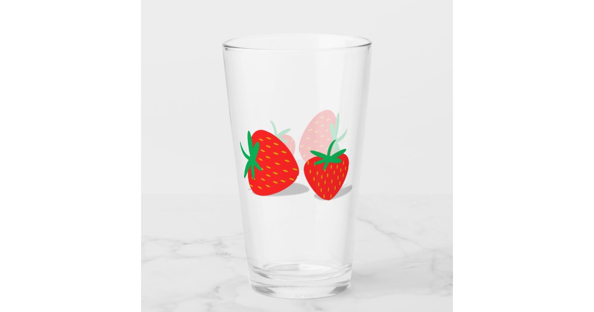 Rustic Farmhouse Strawberry Glass Mug with Straw