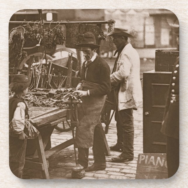 The Street Locksmith, from 'Street Life in London' Drink Coaster (Front)
