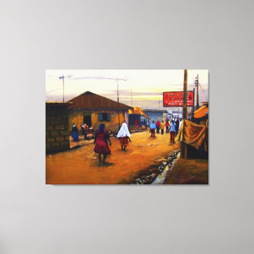 The Street Of Africa 2 Oil On Canvas by Mojisola A