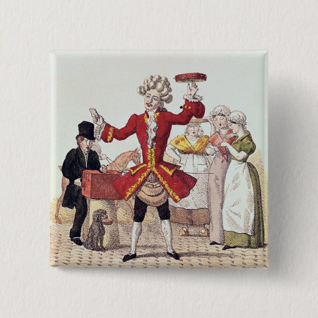 The Street Singer, engraved by Alois Senefelder Pinback Button (Front)