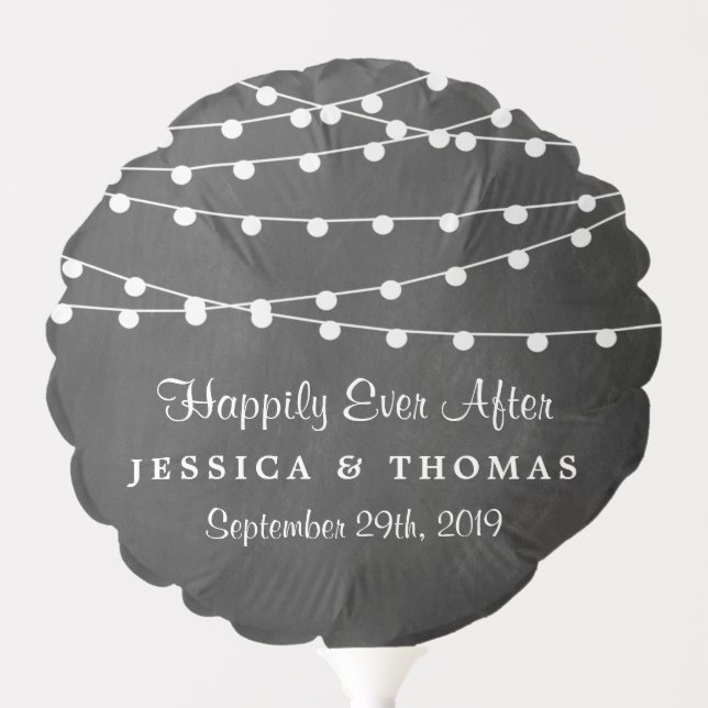 The String Lights On Chalkboard Wedding Collection Balloon (Front)
