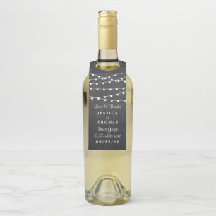 The String Lights On Chalkboard Wedding Collection Bottle Hanger Tag