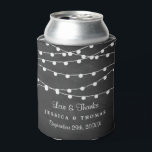 The String Lights On Chalkboard Wedding Collection Can Cooler<br><div class="desc">Simple yet elegant, the string lights on chalkboard wedding collection is a stunning design featuring lovely white hanging string lights on a modern chalkboard effect background, which is perfect for any wedding celebration. These can coolers can be personalized for your special occasion and would make the perfect item for any...</div>