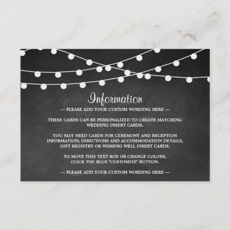 The String Lights On Chalkboard Wedding Collection Enclosure Card