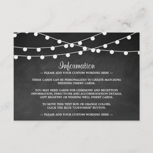 The String Lights On Chalkboard Wedding Collection Enclosure Card