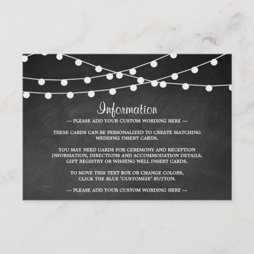 The String Lights On Chalkboard Wedding Collection 4.25x5.5 Paper Invitation Card