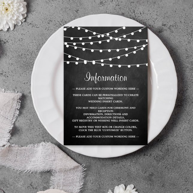 The String Lights On Chalkboard Wedding Collection Enclosure Card (Creator Uploaded)