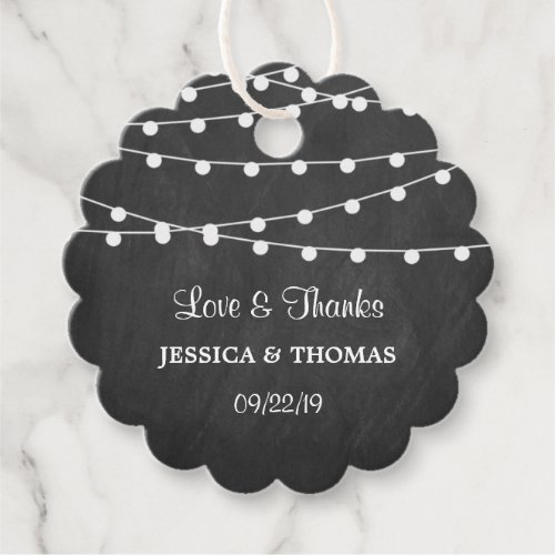 The String Lights On Chalkboard Wedding Collection Favor Tags
