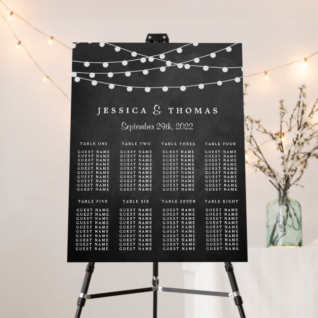 The String Lights On Chalkboard Wedding Collection Foam Board (In Situ (Stand))