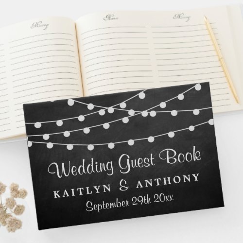 The String Lights On Chalkboard Wedding Collection Guest Book