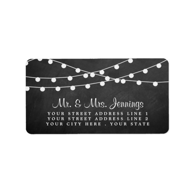 The String Lights On Chalkboard Wedding Collection Label