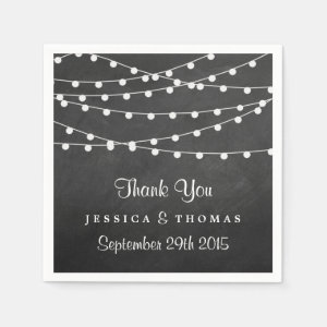 The String Lights On Chalkboard Wedding Collection Paper Napkin