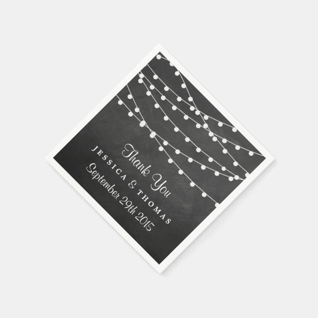 The String Lights On Chalkboard Wedding Collection Paper Napkin