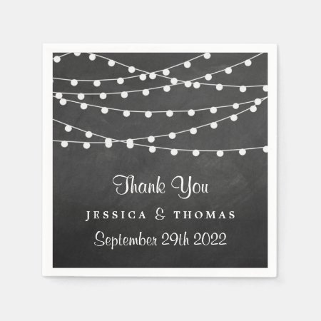 The String Lights On Chalkboard Wedding Collection Paper Napkins