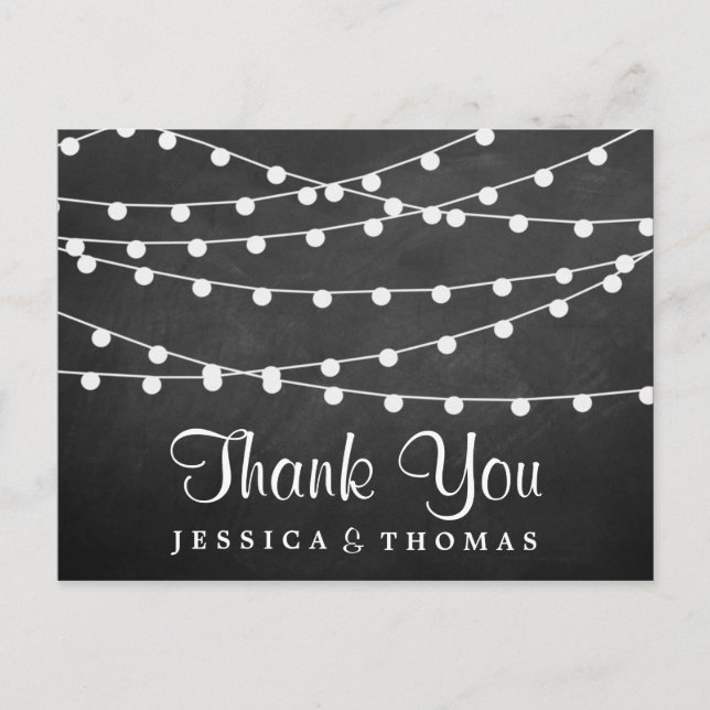 The String Lights On Chalkboard Wedding Collection Postcard (Front)