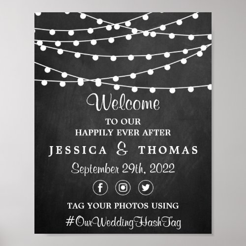 The String Lights On Chalkboard Wedding Collection Poster