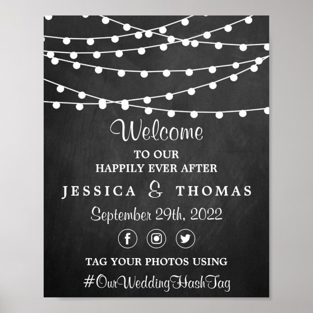 The String Lights On Chalkboard Wedding Collection Poster (Front)