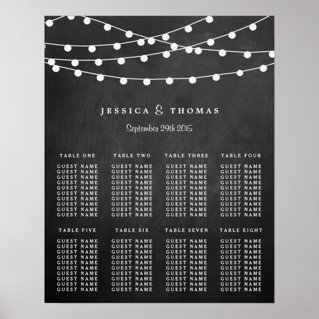 The String Lights On Chalkboard Wedding Collection Poster