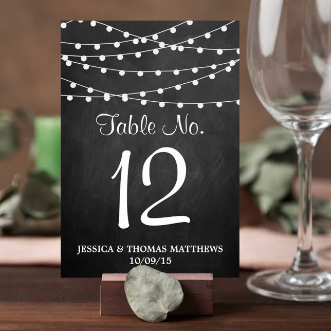 The String Lights On Chalkboard Wedding Collection Table Number (Creator Uploaded)