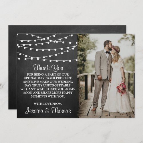 The String Lights On Chalkboard Wedding Collection Thank You Card