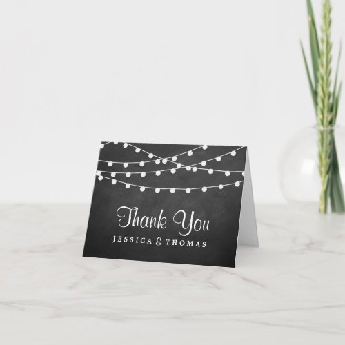 The String Lights On Chalkboard Wedding Collection Thank You Card
