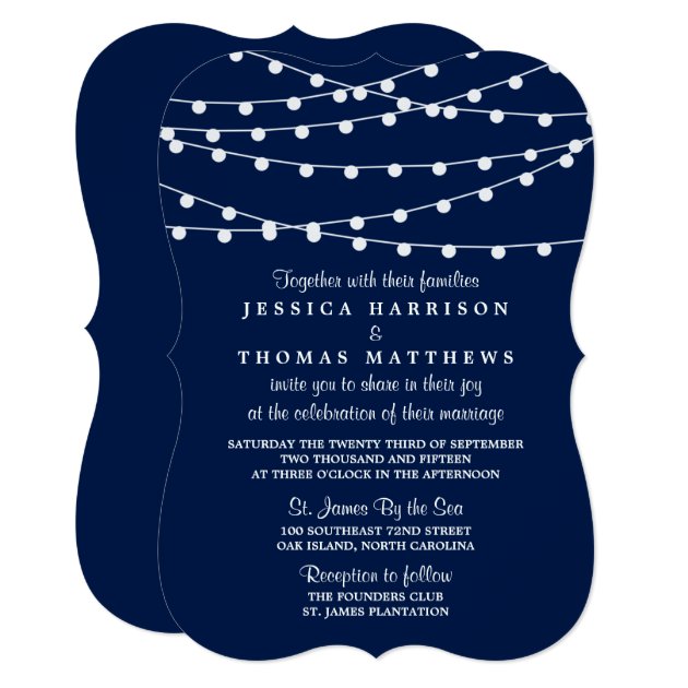 The String Lights On Navy Blue Wedding Collection Invitation