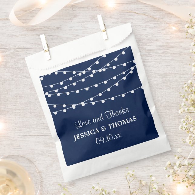 The String Lights On Navy Blue Wedding Collection Favor Bag (Clipped)