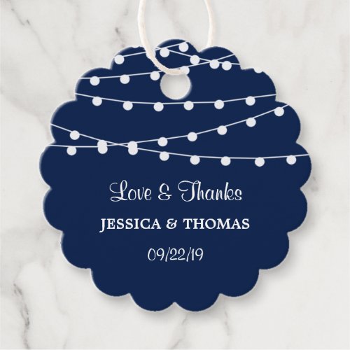 The String Lights On Navy Blue Wedding Collection Favor Tags