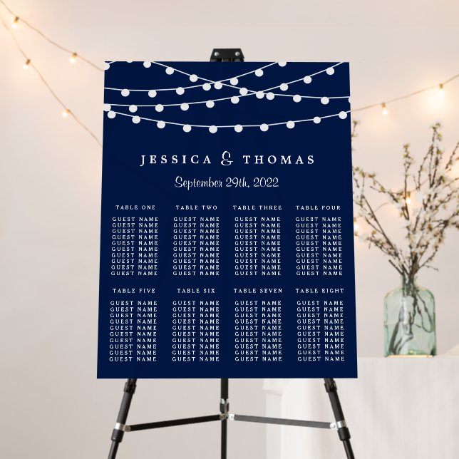 The String Lights On Navy Blue Wedding Collection Foam Board (In Situ (Stand))