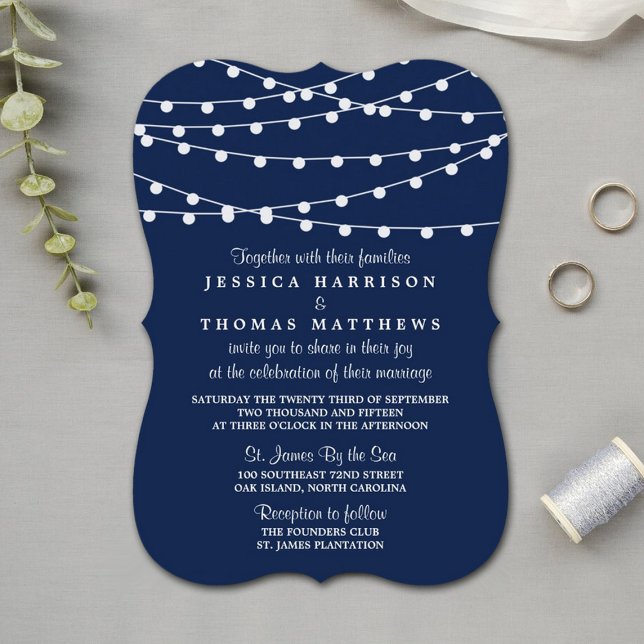 The String Lights On Navy Blue Wedding Collection Invitation (Creator Uploaded)