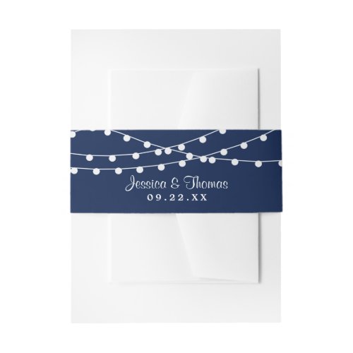 The String Lights On Navy Blue Wedding Collection Invitation Belly Band